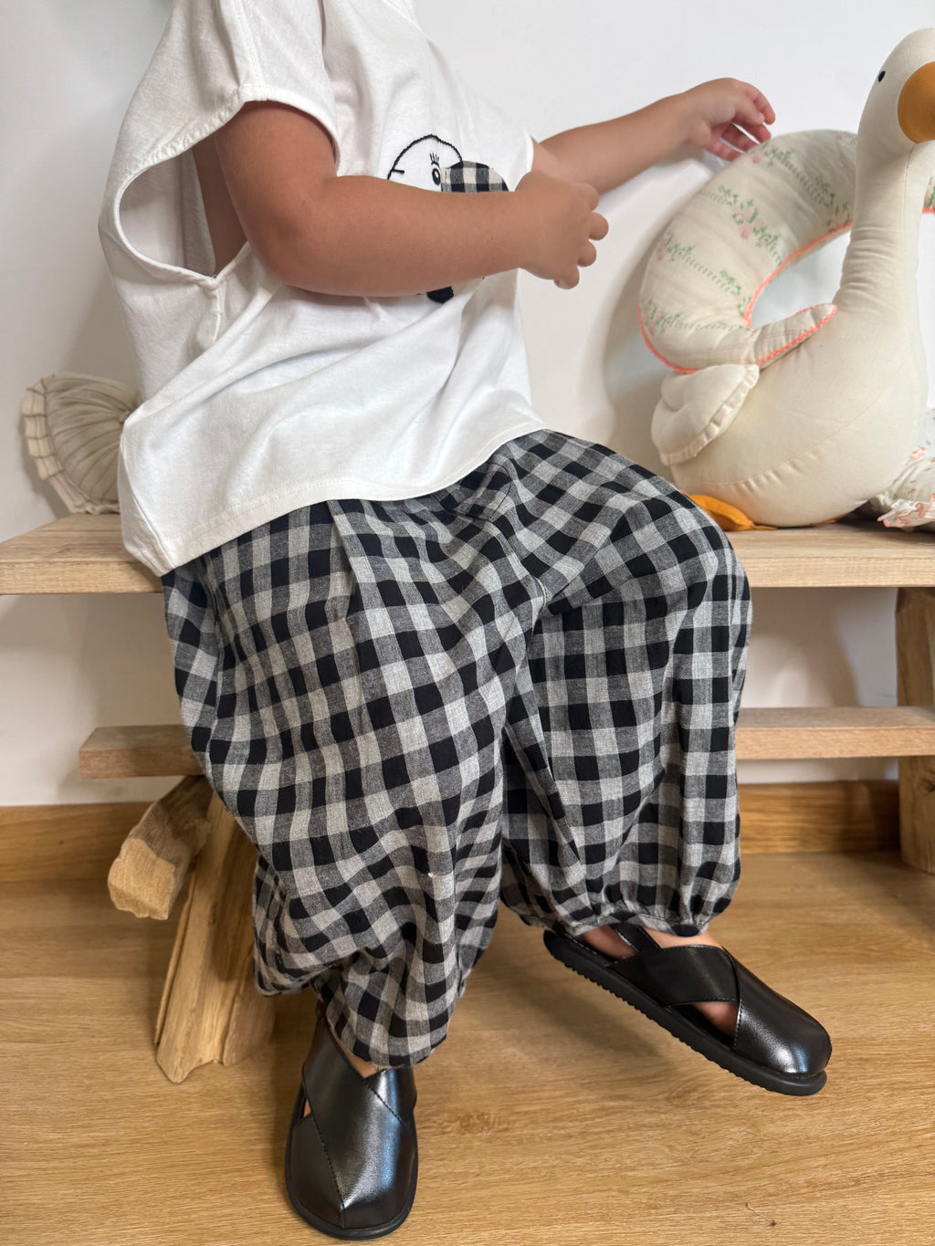 Pantalone balloon quadri