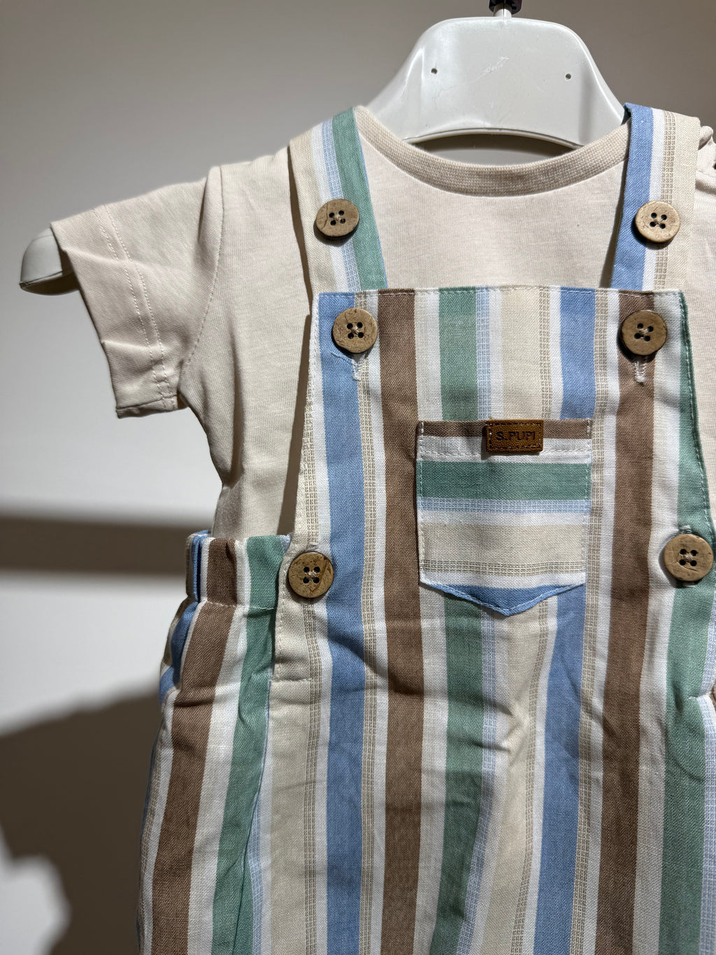 Set baby salopette beige