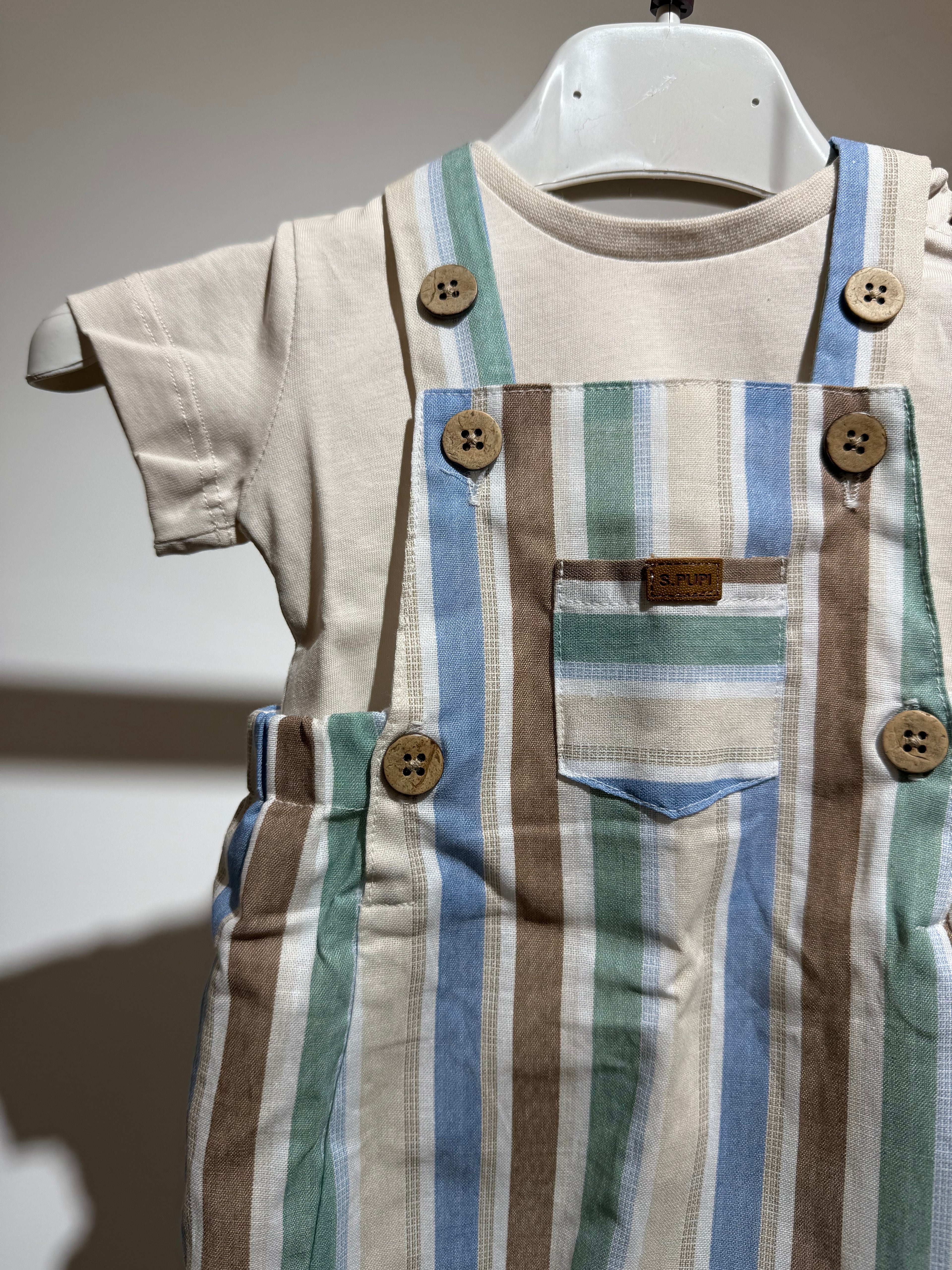 Set baby salopette beige