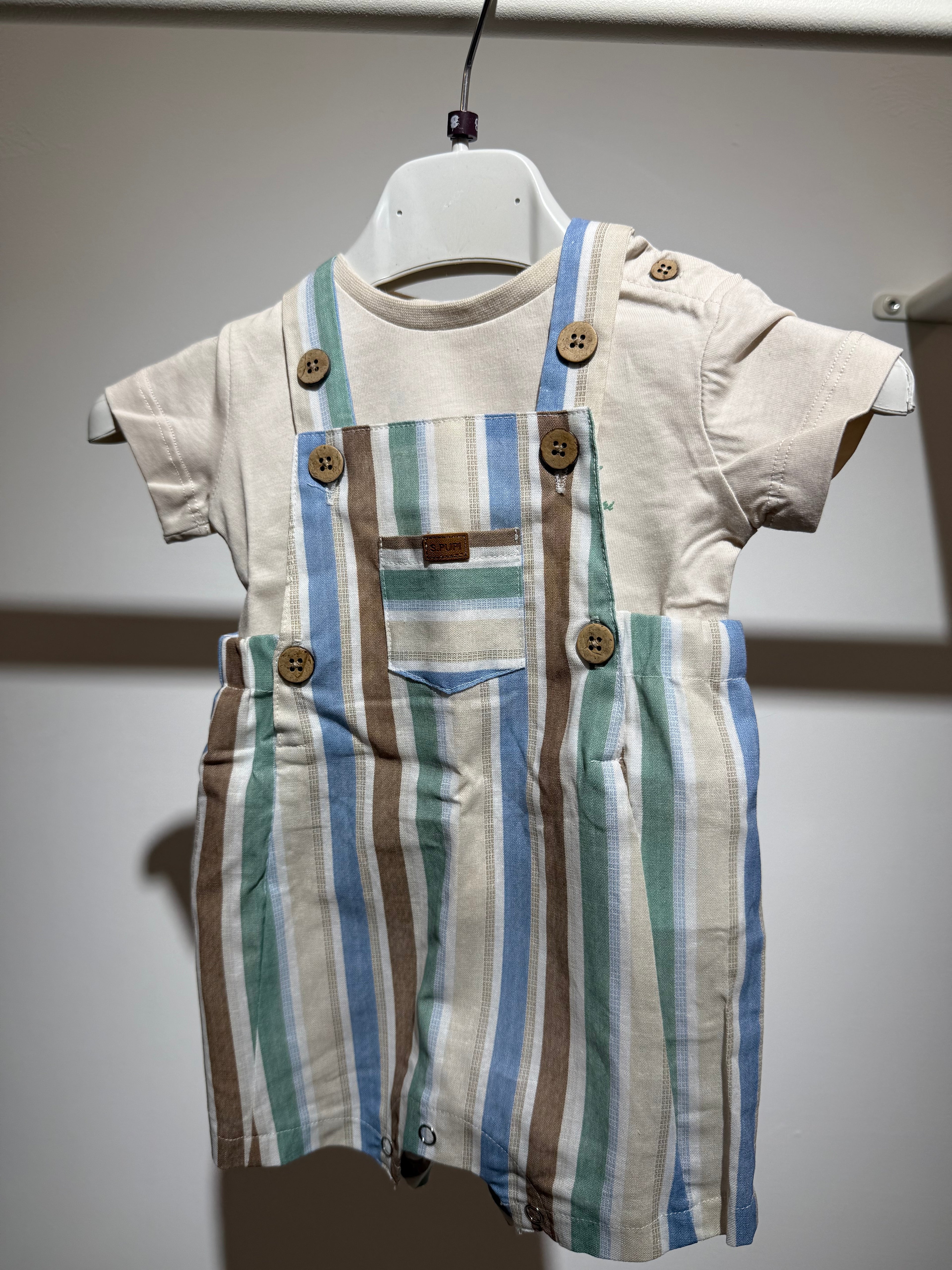 Set baby salopette beige