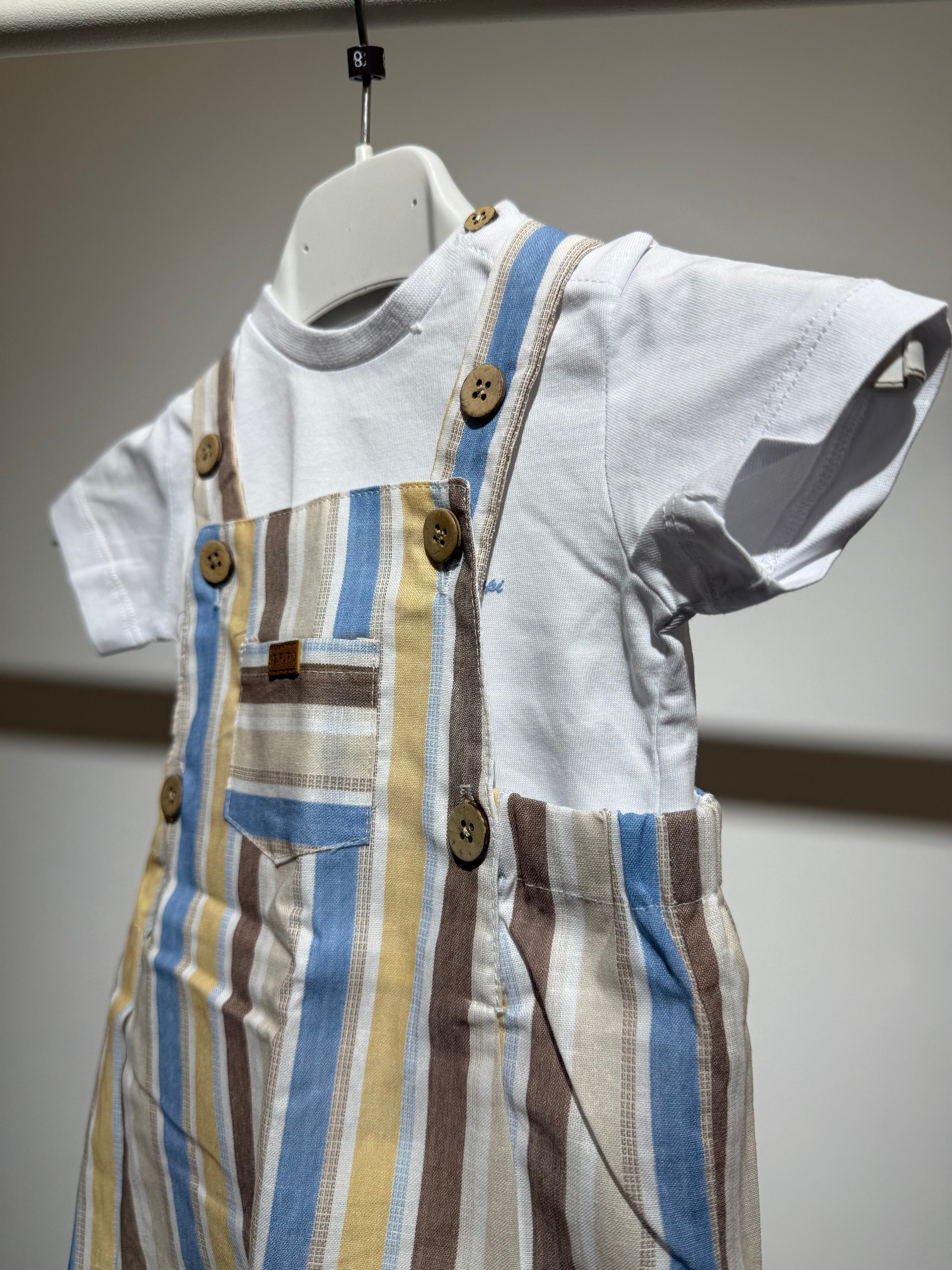 Set baby salopette celeste