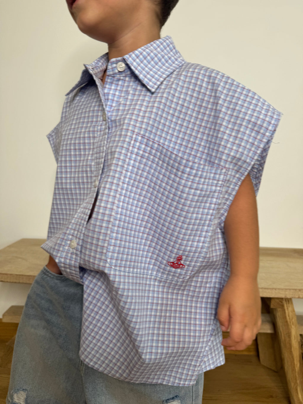 Camicia quadri celeste