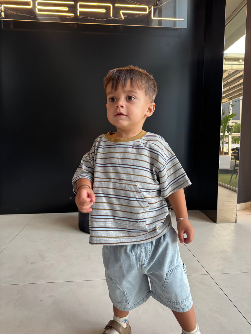 T shirt righe tasca