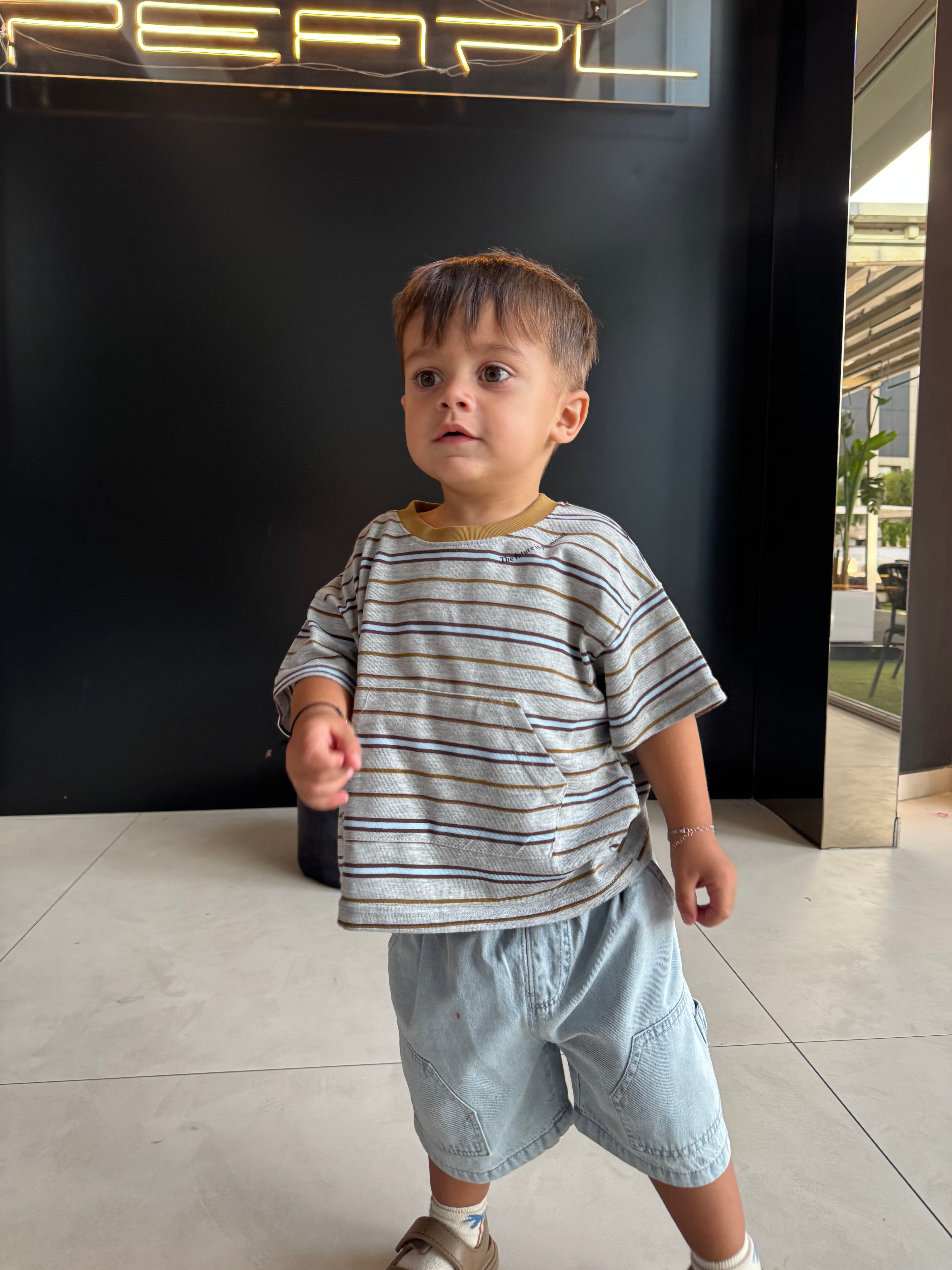 T shirt righe tasca