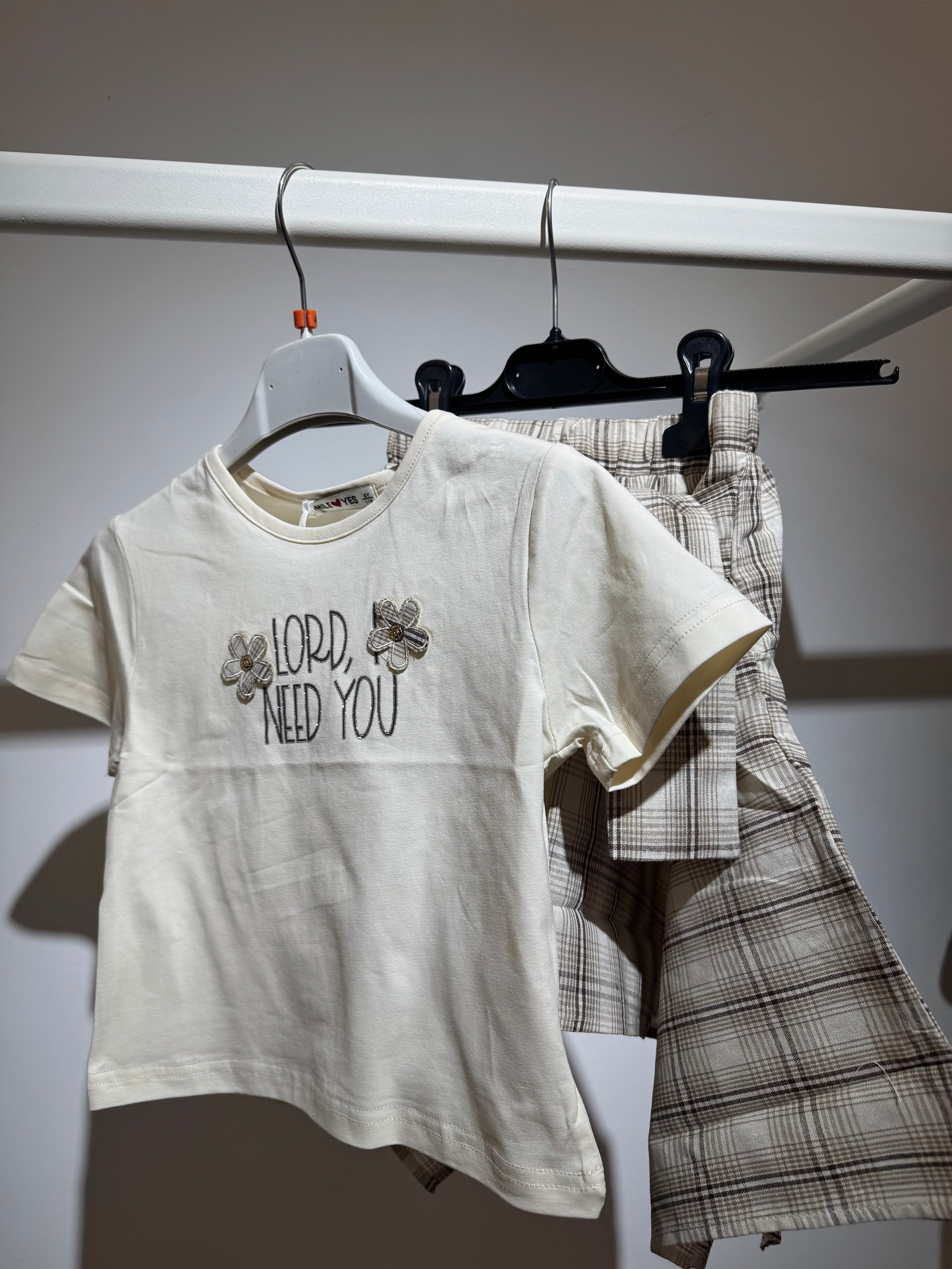 Coordinato quadri beige