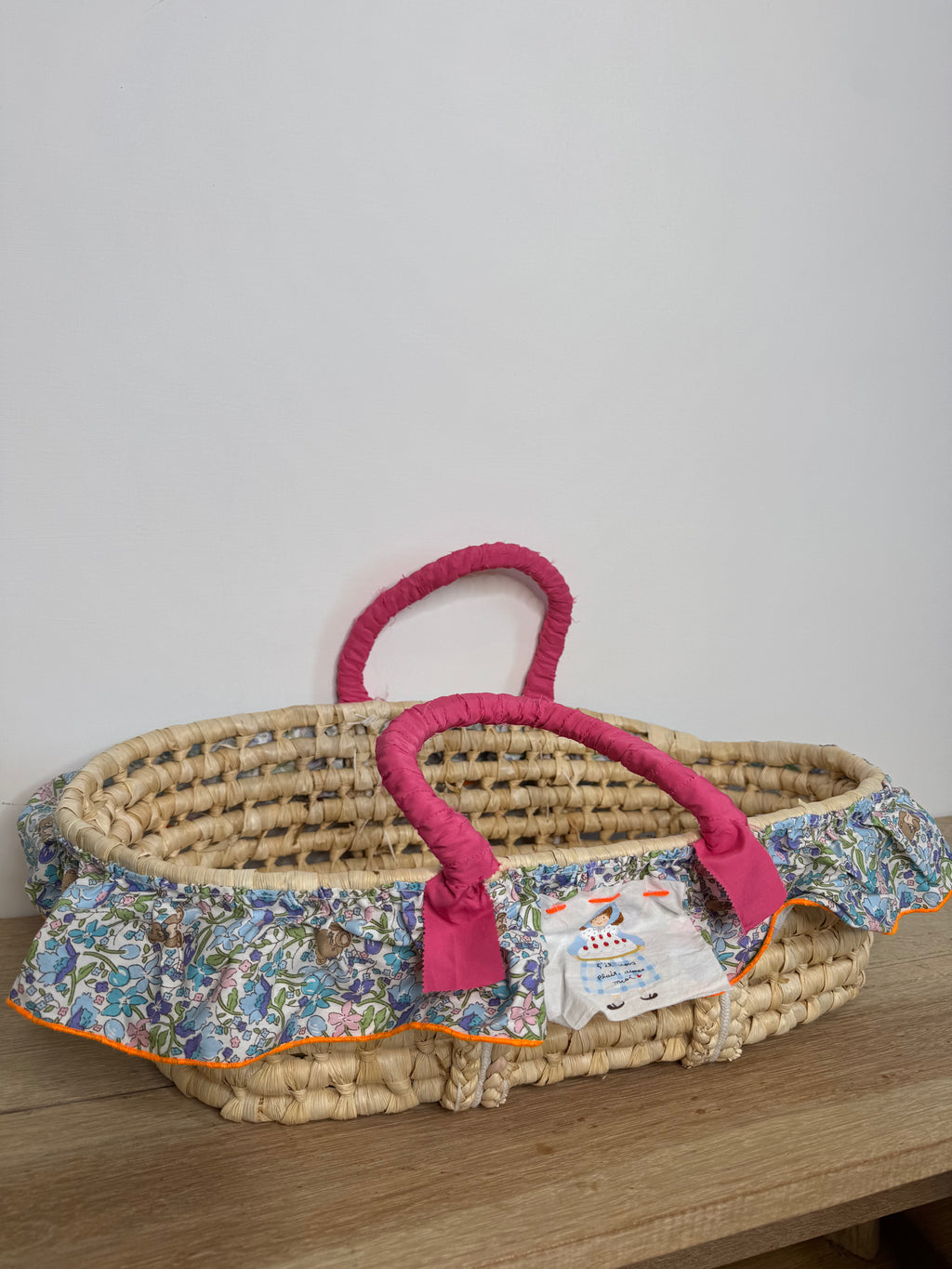 Cesta Paglia Floral Pink