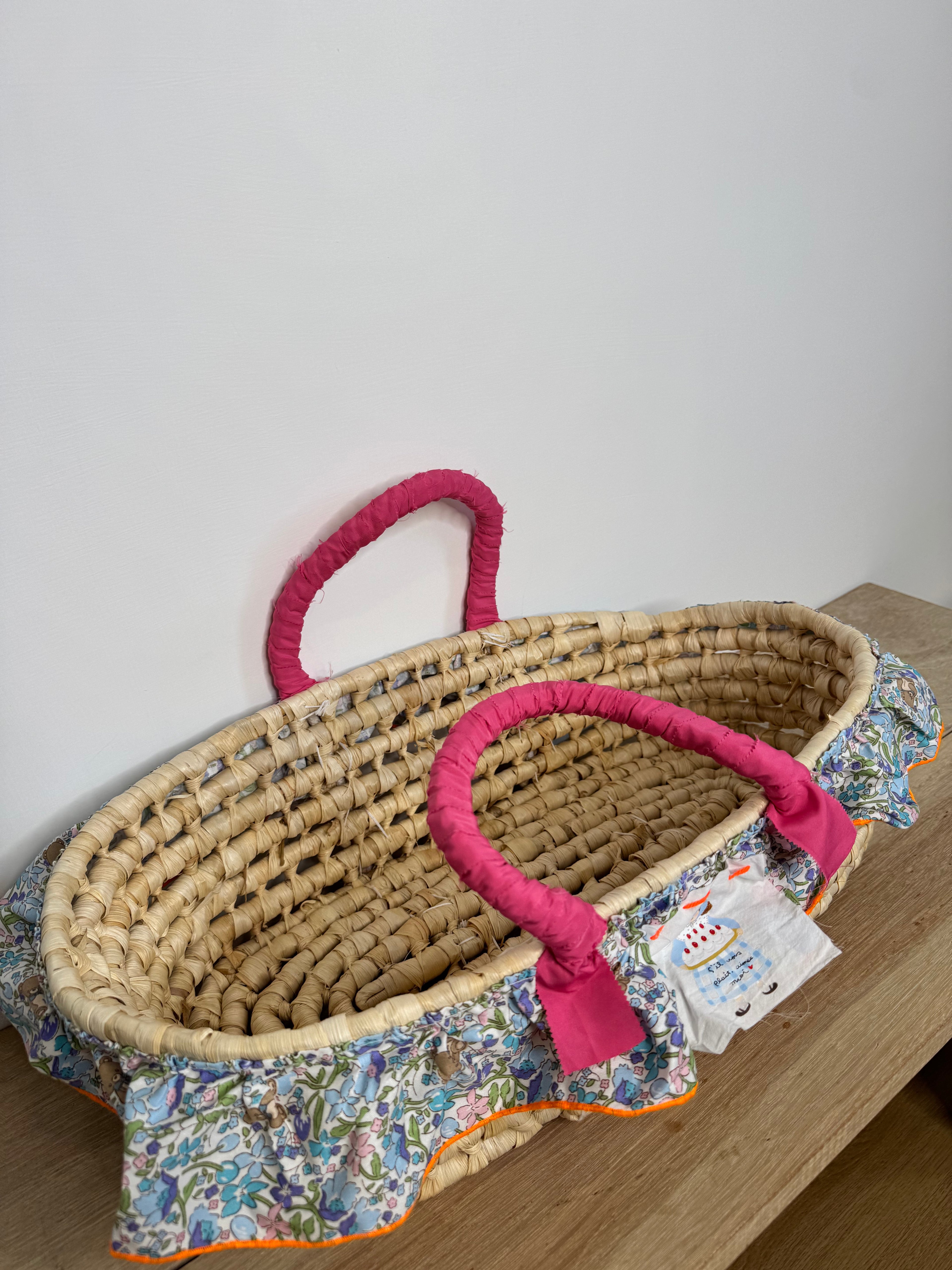 Cesta Paglia Floral Pink