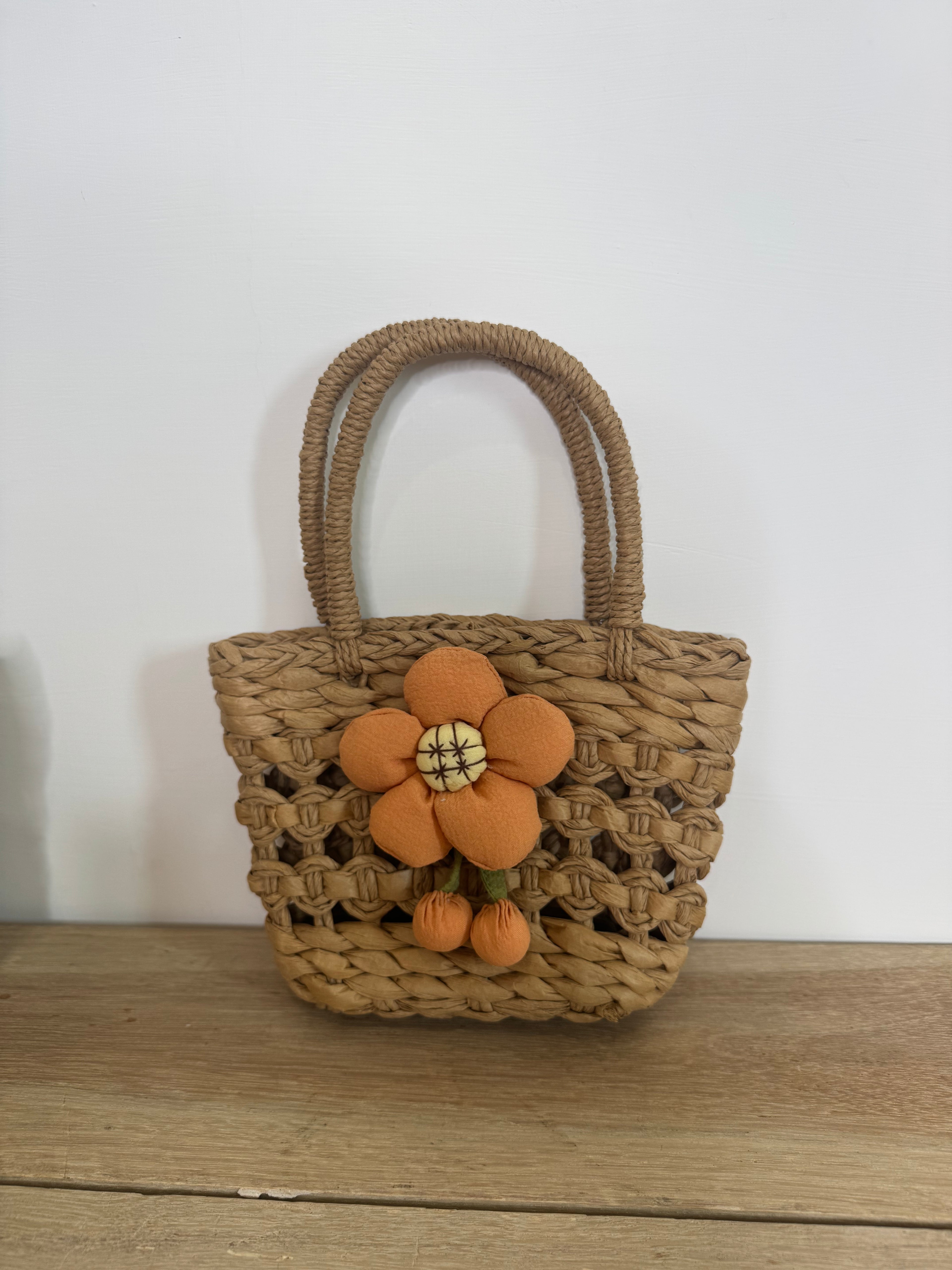 Borsa Paglia Flower orange